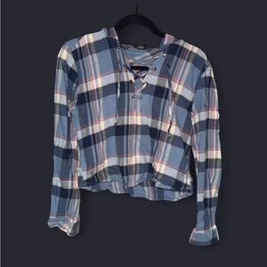 Rue21 blue plaid crop flannel